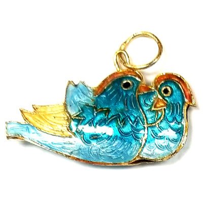 ENAMEL MANDARIN DUCK 20X35MM TURQUOISE